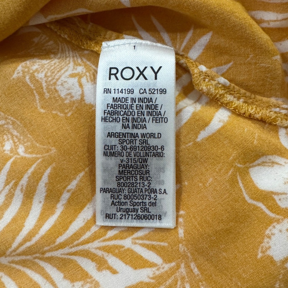 Roxy Women 2 Piece Set Mustard Yellow Tropical Floral Crop Top Mini Skirt Size M - Picture 6 of 8